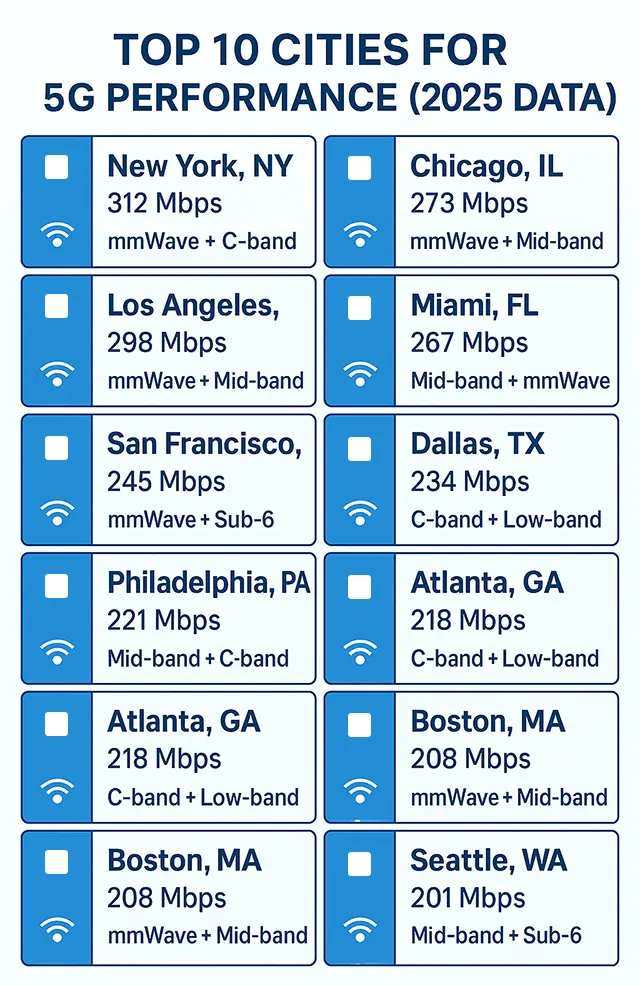 top 10 cities 5g coverage 