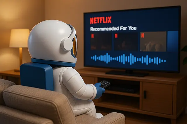 AI in Daily Life: The Invisible Revolution Happening Right Under Your Nose 2 AI in Daily Life entertainment astronaut watching Netflix with AI-based recommendations