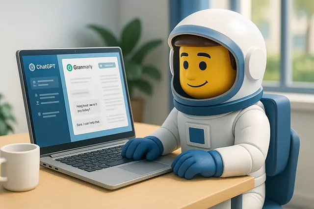 AI in Daily Life: The Invisible Revolution Happening Right Under Your Nose 1 AI in Daily Life work productivity astronaut using ChatGPT & Grammarly at desk