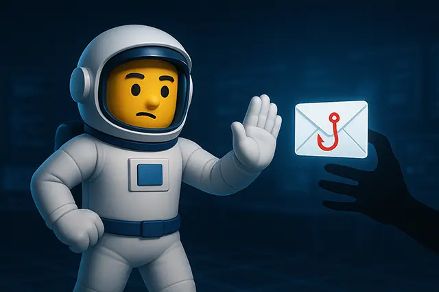 Types of Cyber Attacks That Cost US Businesses $10.5 Trillion This Year 1 NCSE astronaut mascot blocking a shadow hand offering a phishing email marked with a red hook icon an explicit visual of phishing/whaling Types of Cyber Attacks.