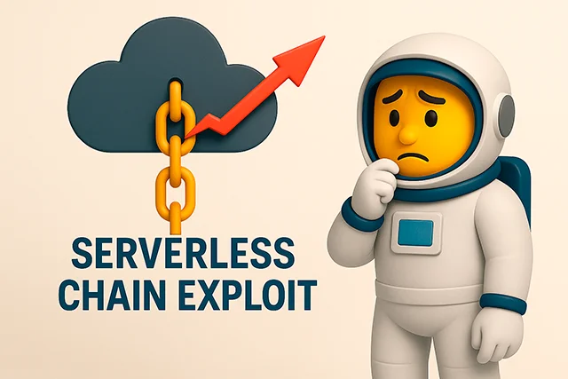 Cloud Security Attacks: Protecting Your Digital Infrastructure 1 A 3D astronaut looking concerned at a broken serverless function chain, representing serverless cloud security attacks.