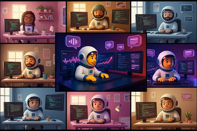 Remote Developer Productivity Tools and Strategies That Actually Work 1 Remote developer productivity showcase with NCSE Astro mascot and distributed teams working from home offices, multiple developers collaborating remotely with code editors and productivity tools